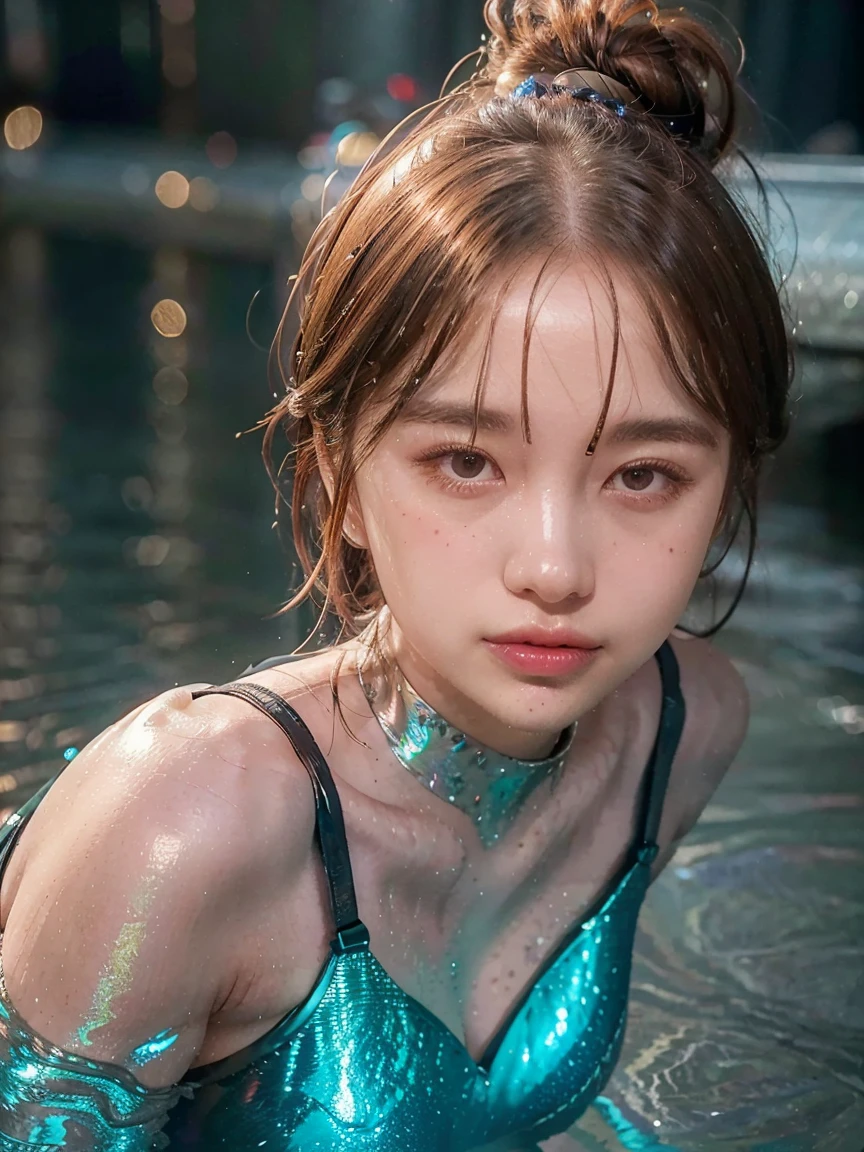 best quality, masterpiece, realistic, 1girl, goddess, messy [updo|hanging] hair, (full body:0.6), solo, (full body:0.6), looking down, detailed background, detailed face, Sc3pt4, sci-fi theme:1.1), mercury-wizard, melancholic, surrounded by waves of iridescent silver, alchemical imagery, reflections, silver-colored fluid, metallic sheen, shiny, dynamic pose, fluid movement, floating particles, droplets of mercury, flowing metal, blending mercury, foreign planet in background, dripping mercury formations, volumetric lighting, cinematic atmosphere, sharp details, high detail skin, realistic skin texture, perfect eyes