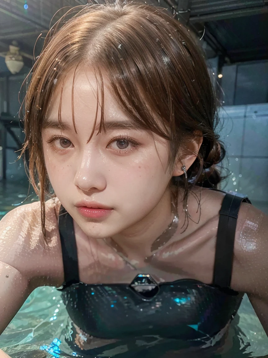best quality, masterpiece, realistic, 1girl, goddess, messy [updo|hanging] hair, (full body:0.6), solo, (full body:0.6), looking down, detailed background, detailed face, Sc3pt4, sci-fi theme:1.1), mercury-wizard, melancholic, surrounded by waves of iridescent silver, alchemical imagery, reflections, silver-colored fluid, metallic sheen, shiny, dynamic pose, fluid movement, floating particles, droplets of mercury, flowing metal, blending mercury, foreign planet in background, dripping mercury formations, volumetric lighting, cinematic atmosphere, sharp details, high detail skin, realistic skin texture, perfect eyes