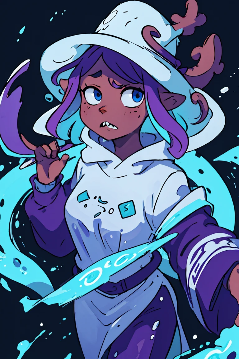a white octopus with a blue and purple background, ctHulHu squid, alien squid, leviathan cthulhu squid, squid attack, very angry squid, Cthulu, portrait of a squid wizard, Tentacles in the universe, vivid tentacles, mix of creatures with tentacles, cyborg octopus, Foto de Cthulhu, cute cthulhu, estilo HP Lovecraft, Squid-like aliens, Cthulu portrait,busty, White background(big scenery)