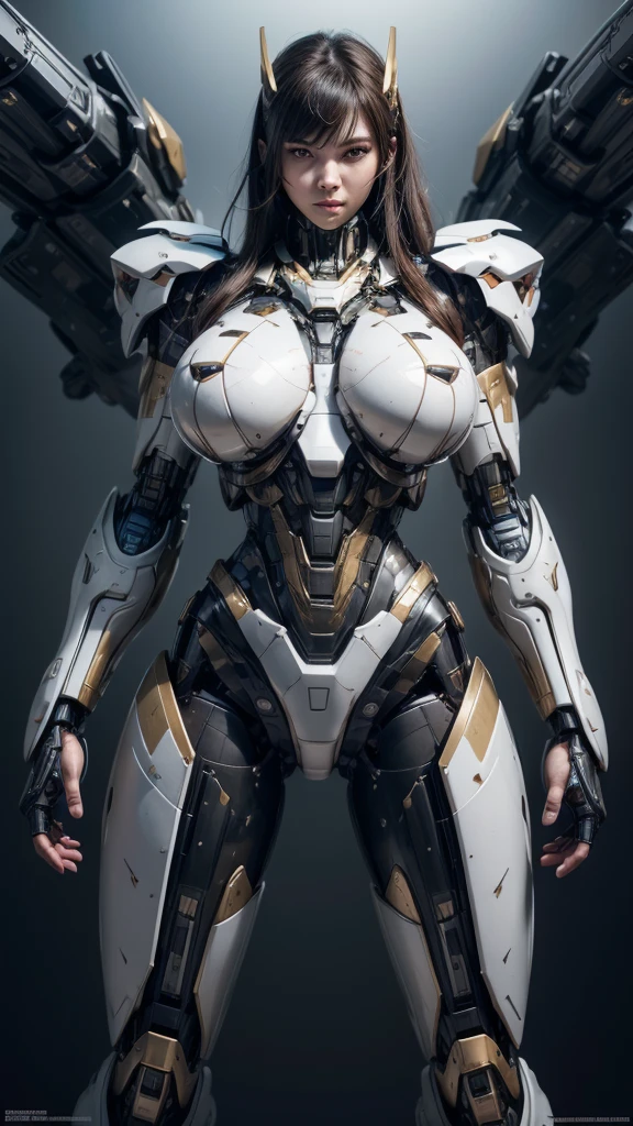 Textured skin, Super Detail, high details, High quality, Best Quality, hight resolution, 1080p, hard disk, Beautiful,(Super Heroine),Oppai Missile,beautiful cyborg woman,Mecha Cyborg Girl,Battle Mode,Girl with a Mecha Body,She wears a battle cyborg mech with a weapon,Fulll body Shot