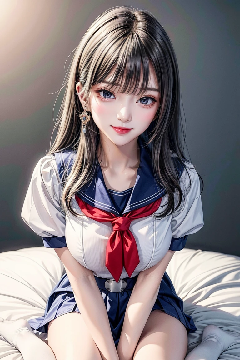 Simple white background, , Seraphim,Red tie,clavicle, chestの谷間, (just_head:1.5), Black knee socks,Short sleeve, Navy blue and white shirt ,Puff sleeves,Sailor suit,Blue sailor collar, Blue Skirt, Black Hair, Blunt bangs,Long Hair,茶colorのeye, 1 girl, 20-year-old,infp young woman,beautiful Finger,beautiful long legs,beautiful body, beautiful nose,beautiful character design, Perfect Eyes, 完璧なface,表情豊かなeye,Perfect balance, View your viewers,(彼女のfaceに注eye),Mouth closed, (Innocent_big_eye:1.0),(Light_笑face:0.3), Official Art,Very detailed CG Unity 8k 壁紙, Perfect Lighting,colorful, bright_front_face_Lighting,White skin, (Tabletop:1.0),(Highest_quality:1.0), 超High resolution,4K,Very detailed, photograph, 8k, Hmph, High resolution, Absurd:1.2, 400 for Kodak Port, Film Grain, Blurred Background, Bokeh:1.2, Lens flare, (Vibrant_color:1.2),プロのphotograph撮影, (beautiful,big_chest:1.4), (beautiful_face:1.5),(narrow_Waist),