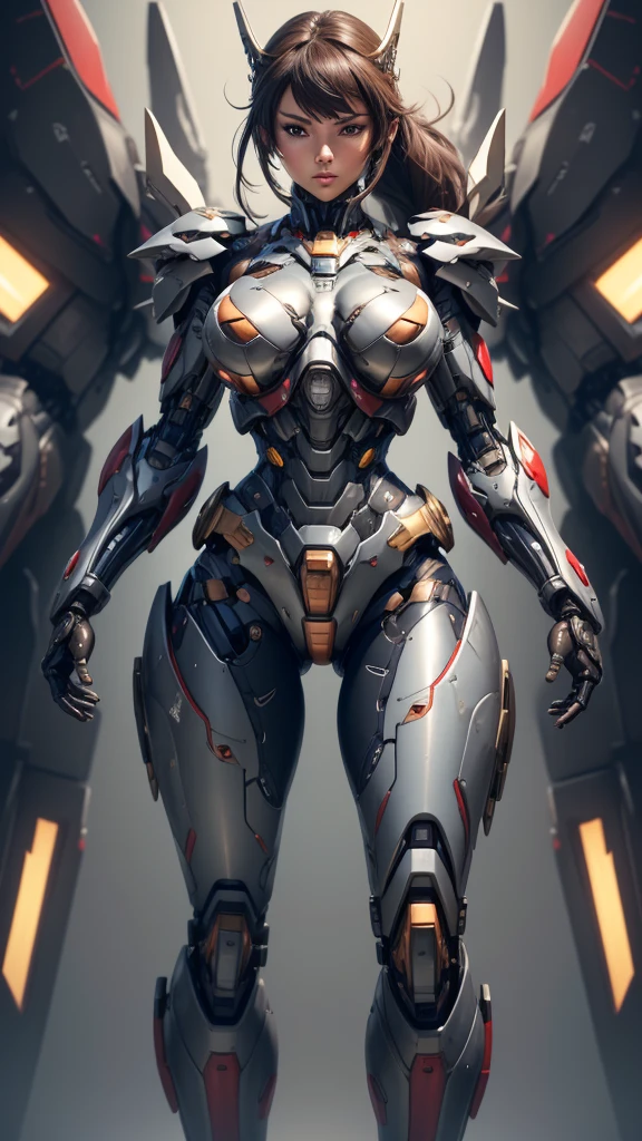 Textured skin, Super Detail, high details, High quality, Best Quality, hight resolution, 1080p, hard disk, Beautiful,(Super Heroine),Oppai Missile,beautiful cyborg woman,Mecha Cyborg Girl,Battle Mode,Girl with a Mecha Body,She wears a battle cyborg mech with a weapon,Fulll body Shot