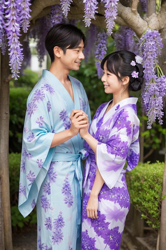 Sea Yukata Couple Wisteria Flower Yukata