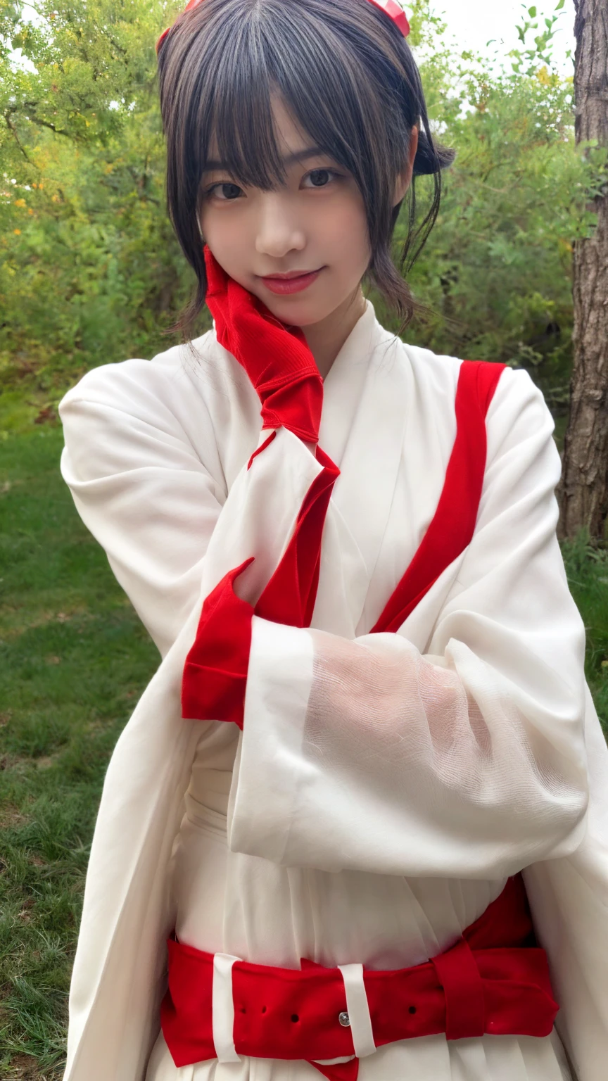 (yuki-onna:1.4)(absurd:1.3), (high resolution:1.3), (ultra detailed:1.3),(one girl:1.3), (highly detailed CG unity 8k wallpaper:1.3), (detailed skin texture, detailed cloth texture, detailed hair texture), (beautiful detailed face, supermodel, pale skin, realistic glistening skin), (RAW photo, highest quality), (realistic, photo-realistic:1.4), masterpiece, extremely delicate and beautiful,amazing, finely detailed, highly detailed CG unity 8k wallpaper, large file size, highly detailed, high resolution, absurd, soft light, rim light, vivid details, short bob hair, pale hair color, big natural color lips, (perfect body type), beautiful legs, breaking (white and red theme:1.4), (fusion of (white kimono tops:1.2) and (Red high-waisted maxi skirt: 1.4), (Long sleeves: 1.3), (Kimono collar: 1.2), (White kimono with red outline: 1.2), (White very short ankle socks: 1.2), (Geta can: 1.2),
A little bit crying, a small smile, , 20-year-old girl, cute type, Lolita,