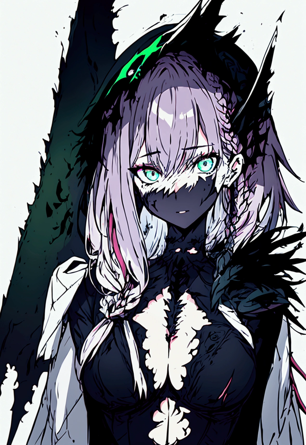 sketch (Character design sheet, same characters, whole body, Three-View, front, ~ ~ ~ ~ side, return),(Very bright:1.1), Sunset background, [1 Girl:7], (Tilt your head:1.2), ([sketch|watercolor \(Moderate\)]:1.15),Chaotic Abstractionな背景, Vector Trace, グラデーションブレンディング and whole body, Artistic elements add depth to the work. The overall atmosphere is creepy and nightmarish...., With a unique artistic touch. This movie is、The dark and crazy world of horror movies depicted in HD., Evoke visual stimuli and aesthetic sense, that will terrify and excite the audience....,watercolor画, （Lightless, Eyes without highlights, evil eye, An ugly person with white eyes, that&#39;Red eyeliner）,whole body絵, Wearing a maid outfit （Gradient braided hair, (Light purple hair), (Ink blotches:1.1), (pale:1.2),(Light purple:1.2),(Light green:1.2)　Adult features,expensive, Wearing black tights,Green Eyes, The skin is hidden　and maid, The background is a dark and desolate landscape, Horror movie atmosphere. Her figure is very beautiful, Emphasizing the dark and crazy elements. Skillfully expressing the effects of light and shadow, detailed, The face and expression of the black costume are also carefully drawn....,sketch (Character design sheet, same characters, whole body, Three-View, front, ~ ~ ~ ~ side, return) 1 female, Nervous,Cowboy Shot,,(Very bright:1.1), White Background, [1 Girl:7], (Tilt your head:1.2), ([sketch|watercolor \(Moderate\)]:1.15),Chaotic Abstraction