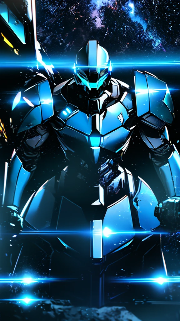 man in a blue suit, blue armor, neon armor, cyber fighting armor, water armor, cybernetic armor, shiny and elegant armor, shiny space suit, cybernetic armor, Shovel Knight como Daft Punk, 2d elf, stealth suit, space armor, LED - Illuminated armor, upper body 2d game avatar,fullbody