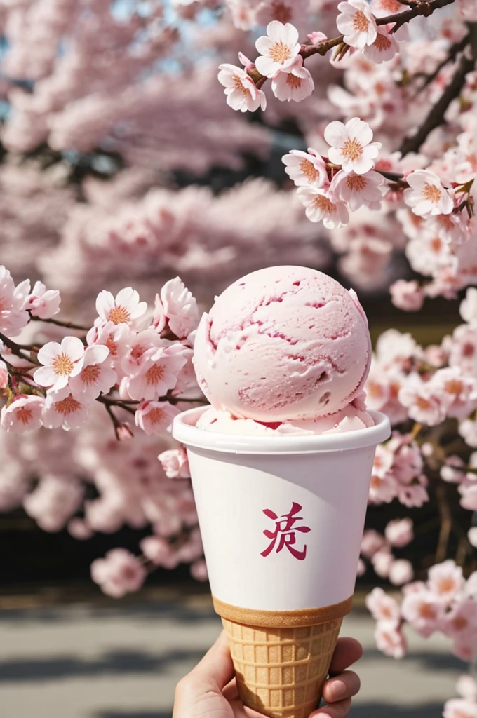 Ice cream with sakura flavor of sakura