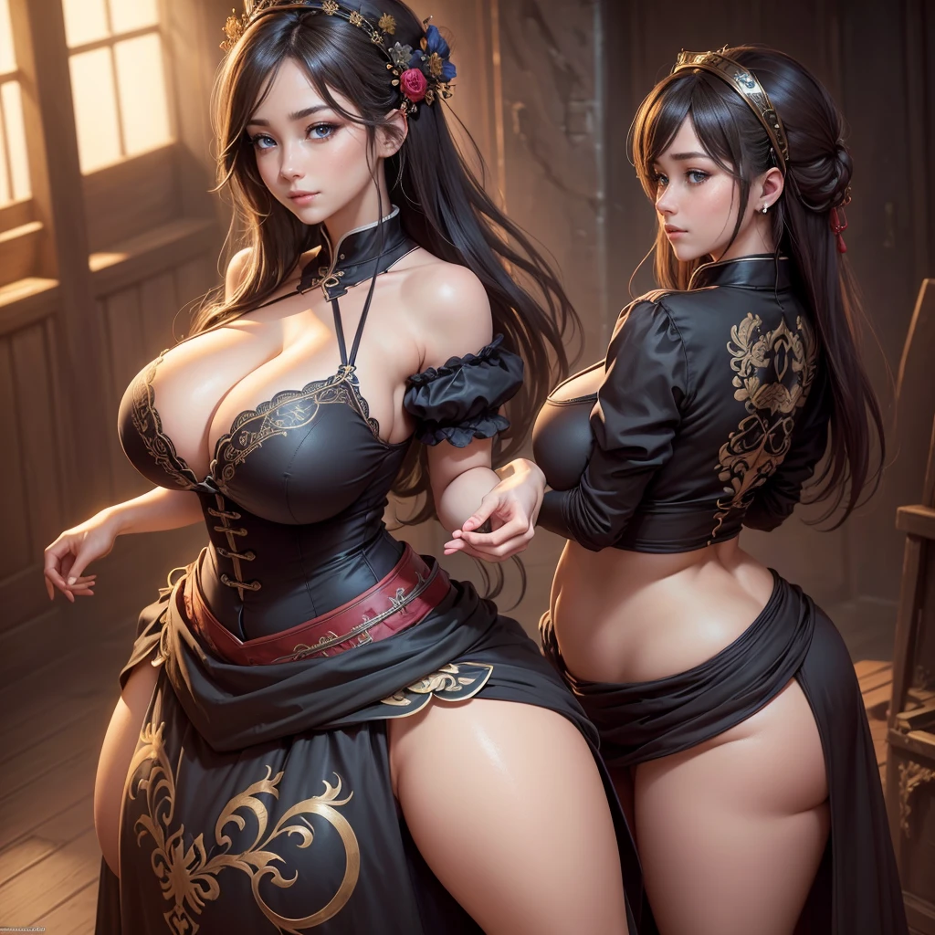 Highly detailed CG unit 8k wallpaper, masterpiece, High resolution, highest quality, highest quality real texture skin, Super Real, Digital Painting, Best image quality, 最High resolution, 8k, ((Highly detailed eyes and face)), 1girl, Beautiful eyes every detail, Full Body Shot, profile, chinese style embroidery, ((disproportionate breasts, huge breasts, sagging breasts, Cleavage, gigantic breasts, Saggy breasts, Gravity-dependent breasts, long chest, Heavy chest, erect nipple)), lewd, Prostitute, smile, bitch, Nightlife, dress, baby doll,