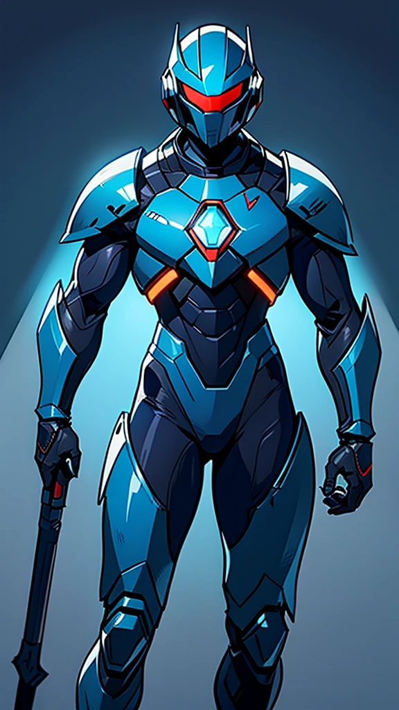 man in a blue suit, blue armor, neon armor, cyber fighting armor, water armor, cybernetic armor, shiny and elegant armor, shiny space suit, cybernetic armor, Shovel Knight como Daft Punk, 2d elf, stealth suit, space armor, LED - Illuminated armor, upper body 2d game avatar,fullbody,simple drawing,simple armor