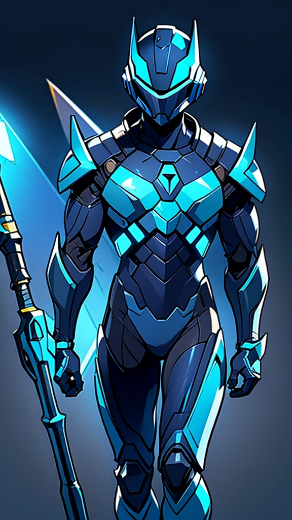 man in a blue suit, blue armor, neon armor, cyber fighting armor, water armor, cybernetic armor, shiny and elegant armor, shiny space suit, cybernetic armor, Shovel Knight como Daft Punk, 2d elf, stealth suit, space armor, LED - Illuminated armor, upper body 2d game avatar,fullbody,simple drawing,simple armor