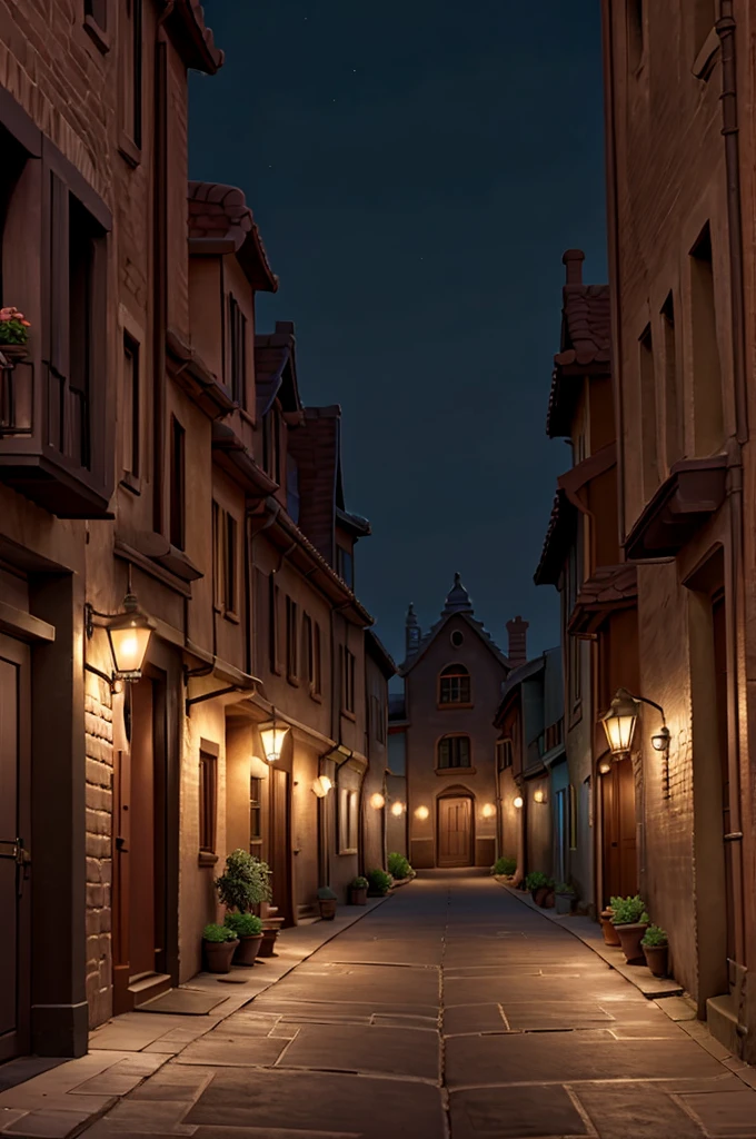 Dark alley with houses like a dark street