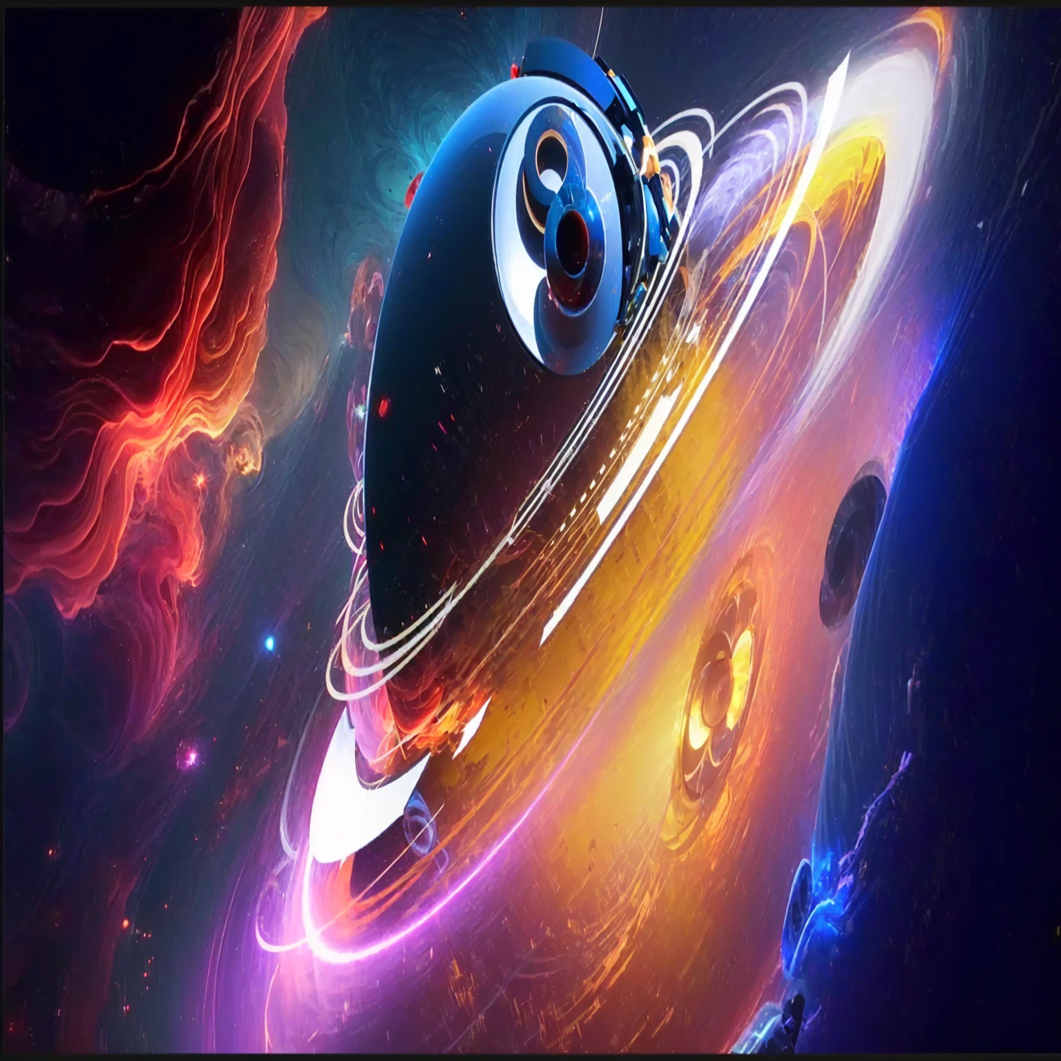 Cartoon characters in space，Surrounded by rings of fire and smoke, 8k stunning artwork, style hybrid mix of beeping sounds, beeping sounds artwork, greg beeping sounds, beeping sounds!!, 8k render”, beeping sounds style, beeping sounds masterpiece, beeping sounds art, Hyper-realism 8k, beeping sounds |, 3 d render beeping sounds