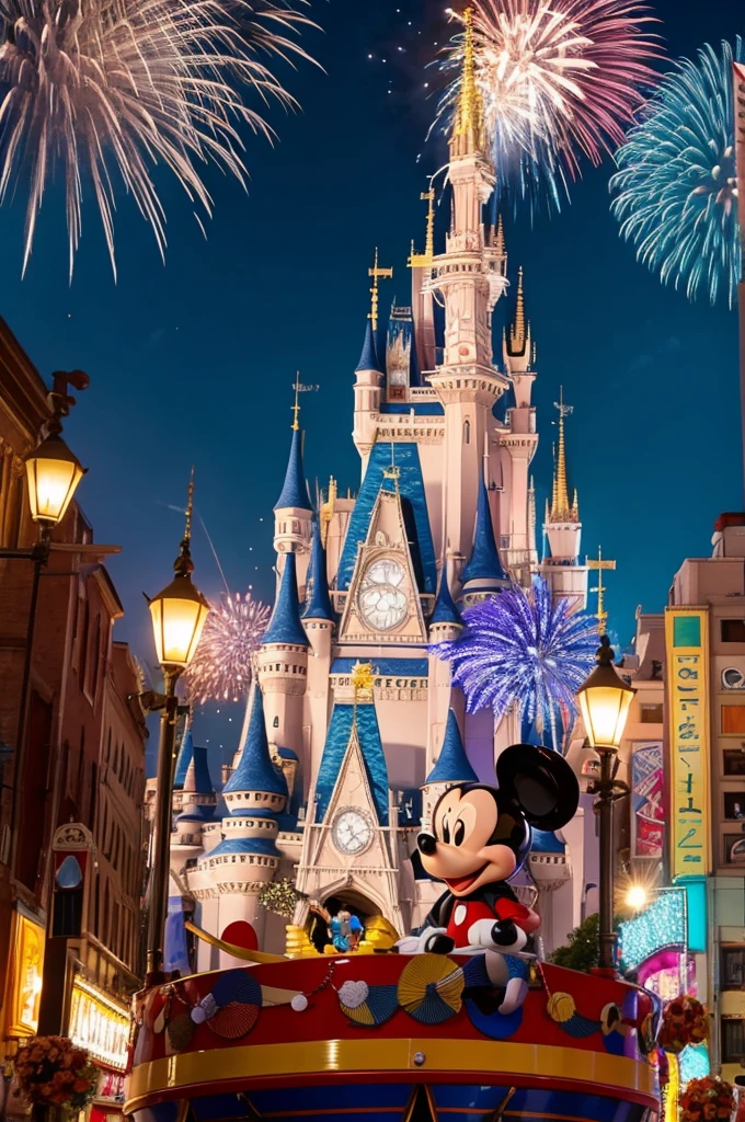 Mickey Mouse　parade　firework