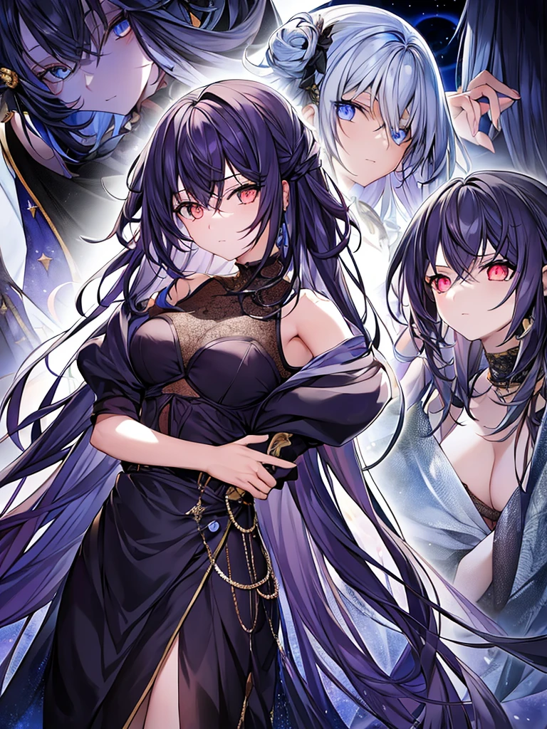 sketch (Character design sheet, same characters, whole body, Three-View, front, ~ ~ ~ ~ side, return),(Very bright:1.1), Sunset background, [1 Girl:7], (Tilt your head:1.2), ([sketch|watercolor \(Moderate\)]:1.15),Chaotic Abstractionな背景, Vector Trace, グラデーションブレンディング and whole body, Artistic elements add depth to the work. The overall atmosphere is creepy and nightmarish...., With a unique artistic touch. This movie is、The dark and crazy world of horror movies depicted in HD., Evoke visual stimuli and aesthetic sense, that will terrify and excite the audience....,watercolor画, （Lightless, Eyes without highlights, evil eye, An ugly person with white eyes, that&#39;Red eyeliner）,whole body絵, Wearing a maid outfit （Gradient braided hair, (Light purple hair), (Ink blotches:1.1), (pale:1.2),(Light purple:1.2),(Light green:1.2)　Adult features,expensive, Wearing black tights,Green Eyes, The skin is hidden　and maid, The background is a dark and desolate landscape, Horror movie atmosphere. Her figure is very beautiful, Emphasizing the dark and crazy elements. Skillfully expressing the effects of light and shadow, detailed, The face and expression of the black costume are also carefully drawn....,sketch (Character design sheet, same characters, whole body, Three-View, front, ~ ~ ~ ~ side, return) 1 female, Nervous,Cowboy Shot,,(Very bright:1.1), White Background, [1 Girl:7], (Tilt your head:1.2), ([sketch|watercolor \(Moderate\)]:1.15),Chaotic Abstraction