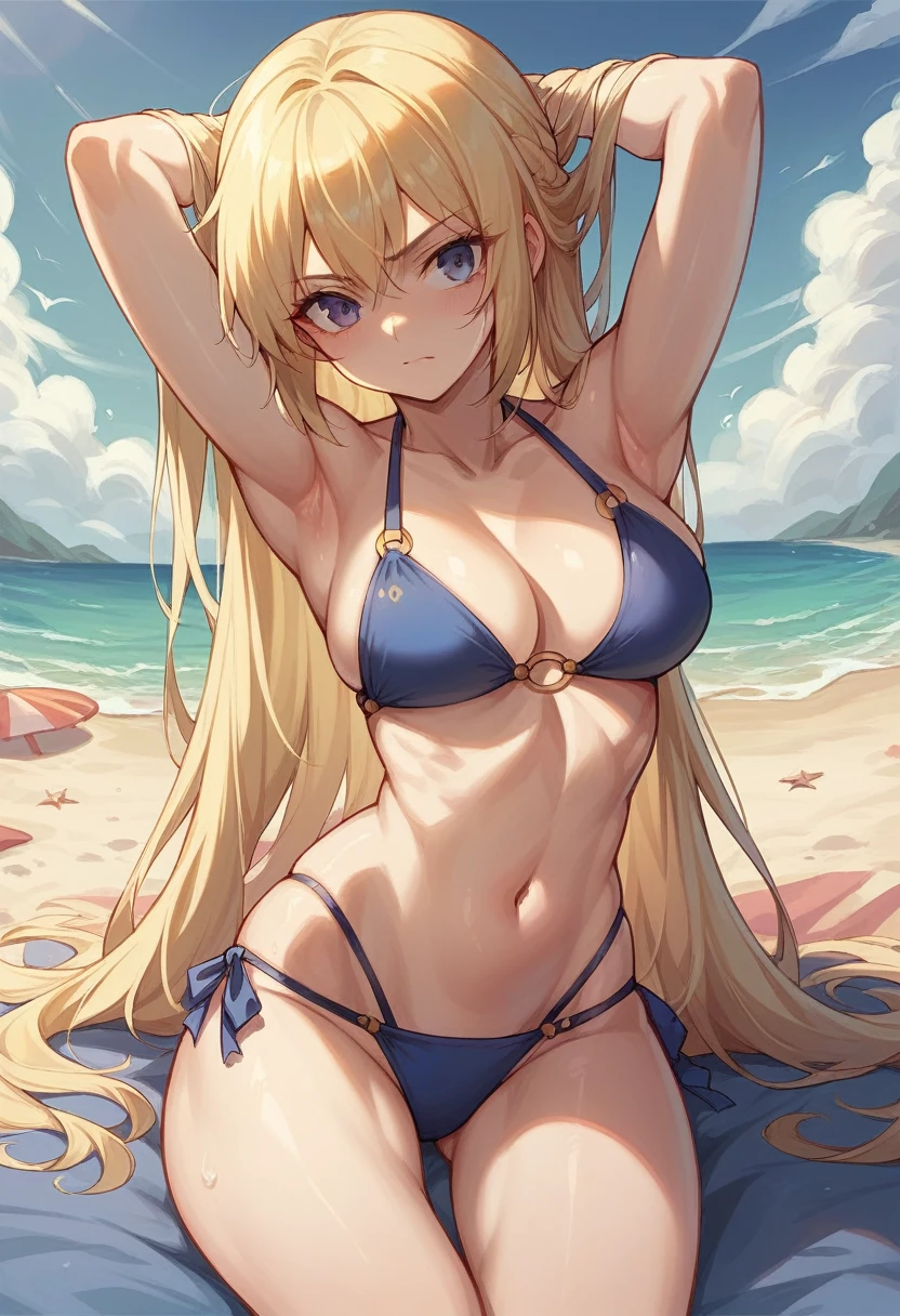 Saber、woman、Blonde、long hair、bikini、Beach、sun、