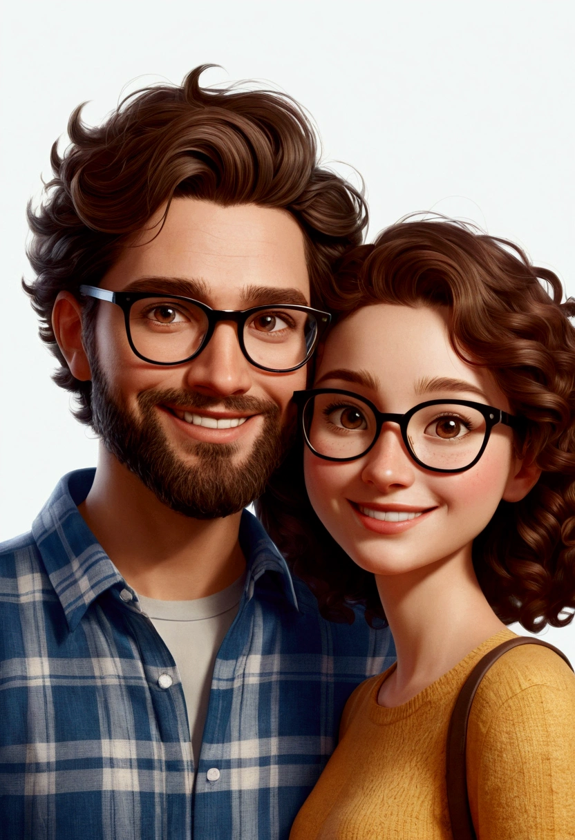 Redraw this image with the woman WITHOUT glasses. 