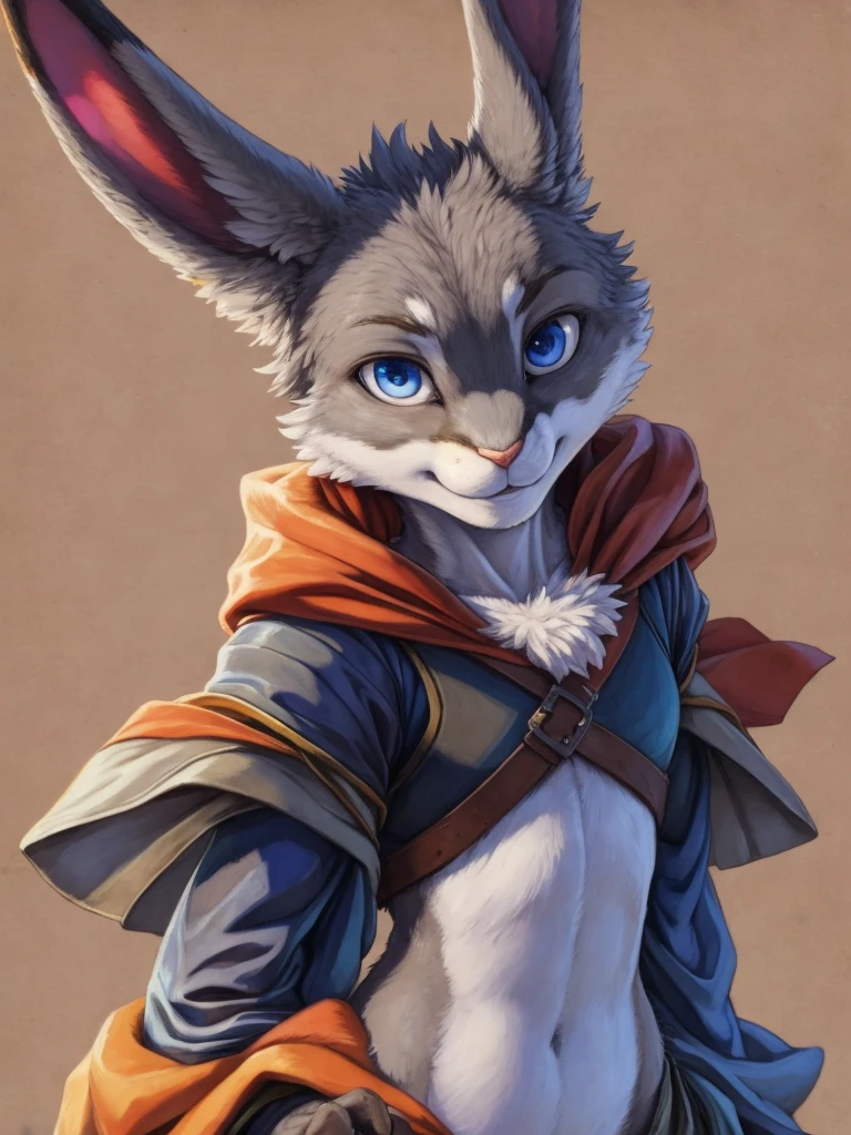 (masterpiece), (best quality),Woman ((anthro)) , (rabbit girl),1girl,solo,(sharp focus),((look at viewer)),,young girl, (rogue outfit), perfect eyes,eyeshadow, dr comet,pochincoff,Pixelsketcher, (mayosplash), (wamudrawasterpiece),cutesexyrobutts, hioshiru,kingbang,shiny skin, (detailed gray fur:1.3),old school fantasy art,((simple background:1.0)),ltfoxvixen,smile