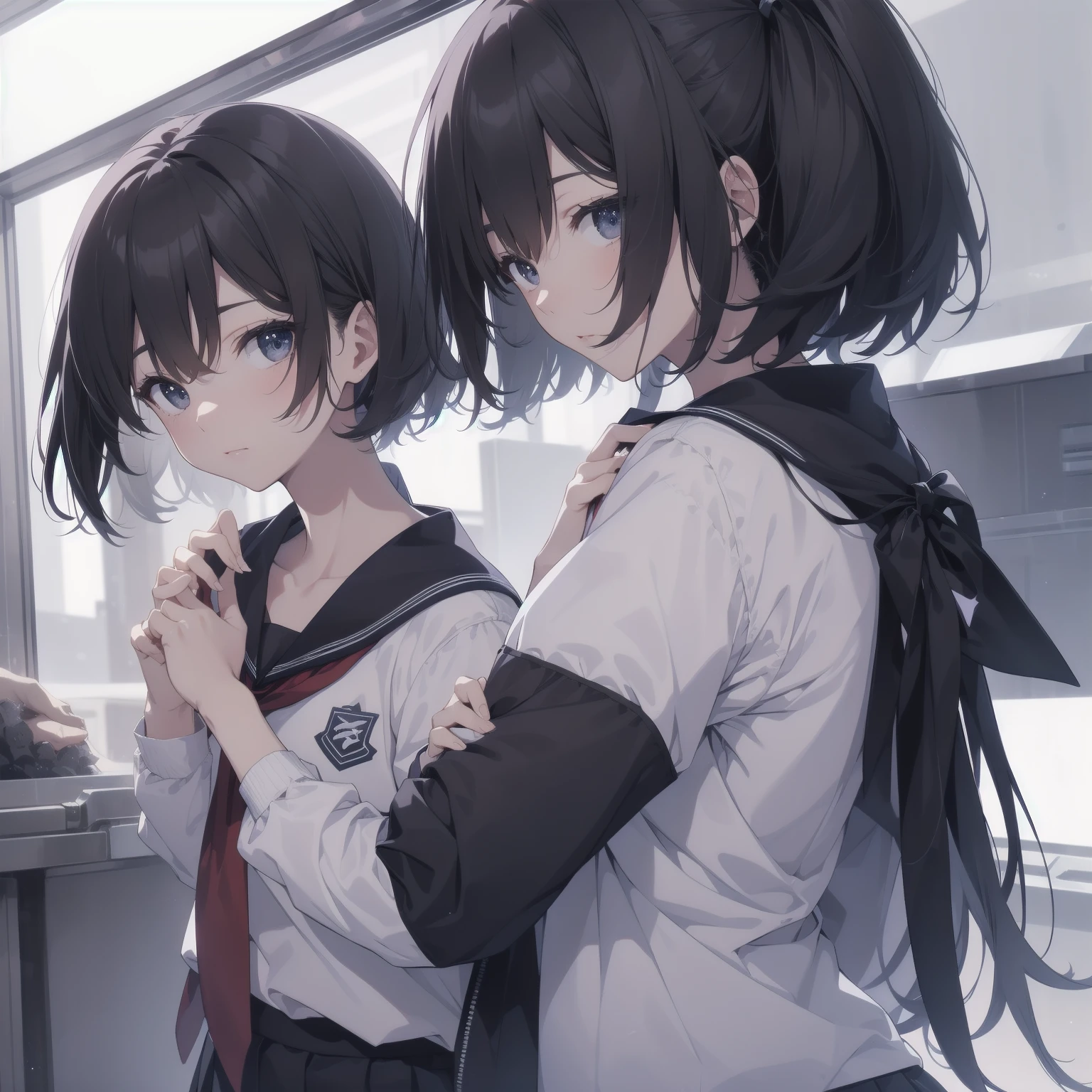 ultra-absurdres-Top quality by artist God, ultra-detailed, high resolution, anime moe artstyle, best anime 8k konachan wallpaper, pixiv contest winner, pool:2810, perfect anatomy,break, 1girl, (Please draw a girl walking sleepily to school alone. )break,(Solo,little female, 13-year-old:1.3),Full limbs, complete fingers,a junior high school student, (very short hair), short cut, flat chest, , small butt, small black eyes, beautiful detailed eyes, well-proportioned iris and pupils, expressive eyes, highres detailed hair, soft expression, salor school_uniform, sailor collar, serahuku, bow, pleated skirt,(Detailed Lighting), (Detailed background), in the School commute route. break,super detailed skin, Best cinematic lighting powered by famous artist, 8k,beauty illustration,photoshop_(medium),very aesthetic,break,((artist:beni_shake )), artist:clamp ,artist:carnelian ,artist:kantoku ,
