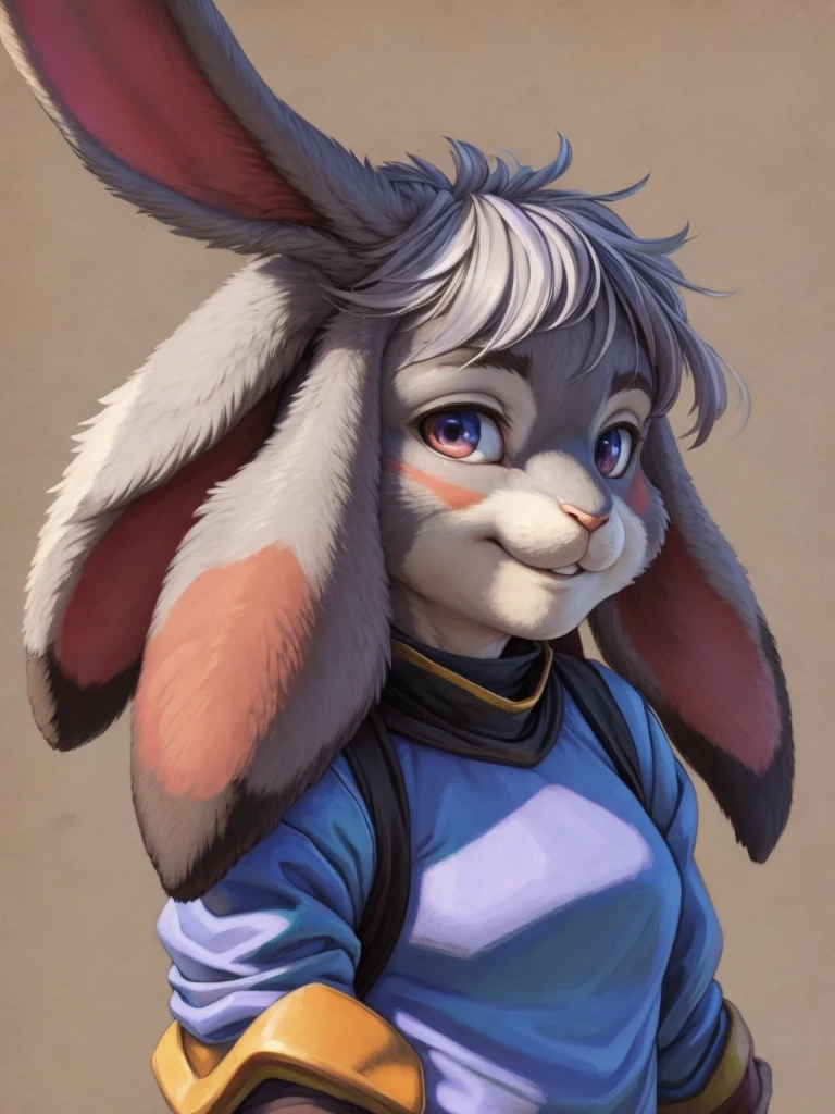 (masterpiece), (best quality),Woman ((anthro)) , (rabbit girl),1girl,solo,(sharp focus),((look at viewer)),,young girl, (rogue outfit), perfect eyes,eyeshadow, dr comet,pochincoff,Pixelsketcher, (mayosplash), (wamudrawasterpiece),cutesexyrobutts, hioshiru,kingbang,shiny skin, (detailed gray fur:1.3),old school fantasy art,((simple background:1.0)),ltfoxvixen,smile,((lop-eared rabbit))