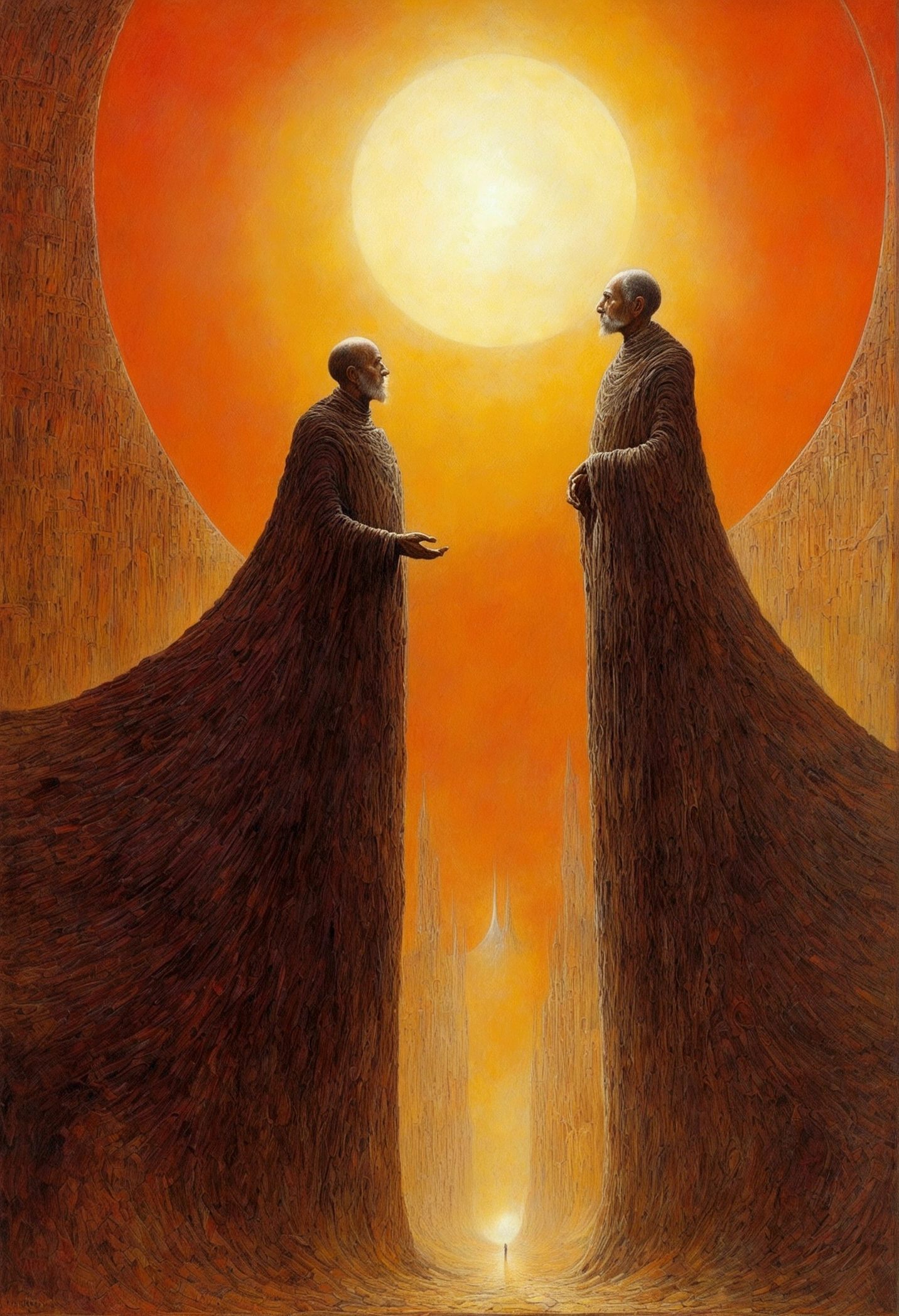 Multiverse parallel time and space,Old sci-fi posters, author:Zsław Beksinski 和 Jean.giraud