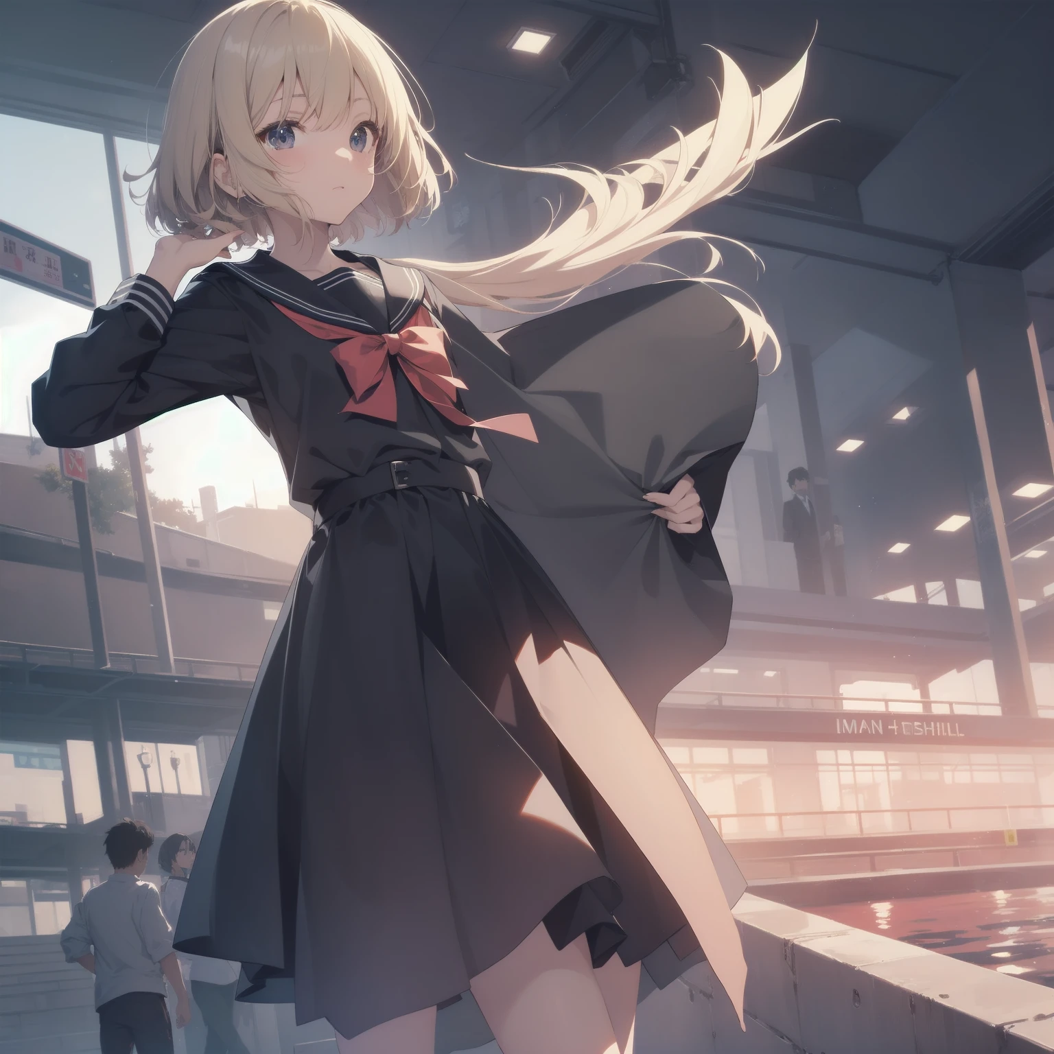 ultra-absurdres-Top quality by artist God, ultra-detailed, high resolution, anime moe artstyle, best anime 8k konachan wallpaper, pixiv contest winner, pool:2810, perfect anatomy,break, 1girl, (Please draw a girl walking sleepily to school alone. )break,(Solo,little female, 13-year-old:1.3),Full limbs, complete fingers,a junior high school student, (very short hair), short cut, flat chest, , small butt, small black eyes, beautiful detailed eyes, well-proportioned iris and pupils, expressive eyes, highres detailed hair, soft expression, salor school_uniform, sailor collar, serahuku, bow, pleated skirt,(Detailed Lighting), (Detailed background), in the School commute route. break,super detailed skin, Best cinematic lighting powered by famous artist, 8k,beauty illustration,photoshop_(medium),very aesthetic,break,((artist:beni_shake )), artist:clamp ,artist:carnelian ,artist:kantoku ,