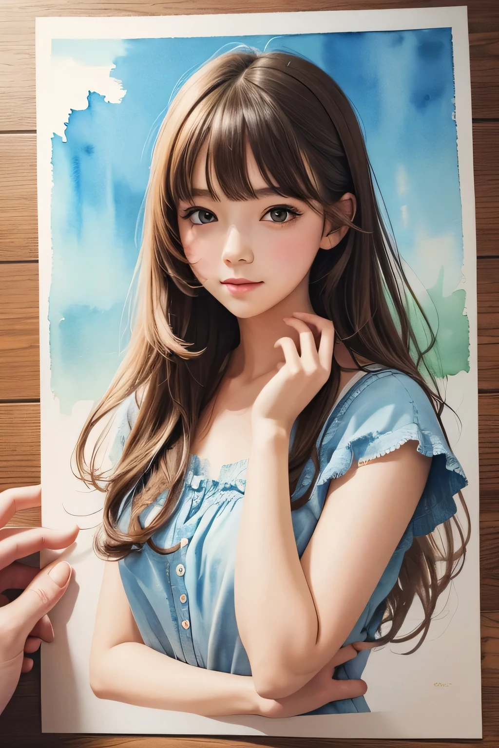 super detailed illustration, watercolor, hand drawn, cute girl, Masterpiece, best quality