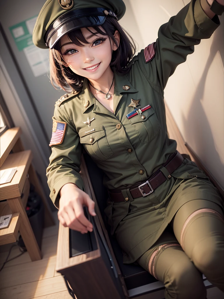 Women in military uniform Rin々Shii Charm smile
