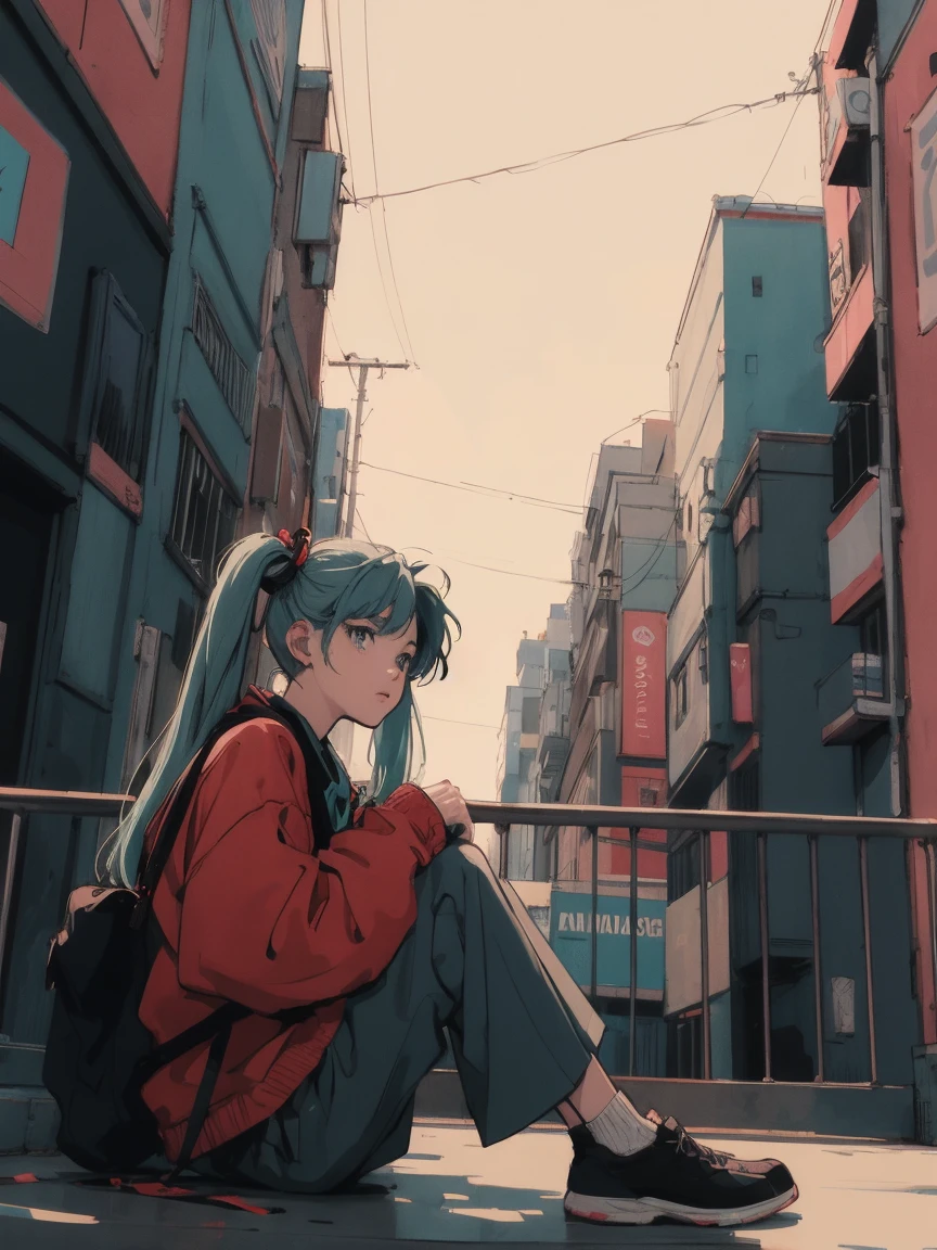 anime girl sitting on floor looking out window at city, anime aesthetic, anime vibes, Lofi Artstyle, Lo-fi portrait. anime, Lofty Girl, anime art wallpaper 4 k, anime art wallpaper 4k, anime art wallpaper 8 k, anime background art, Lofi Color, Lofi Art, anime asthetic, Twin tails, City of night, Tokyo