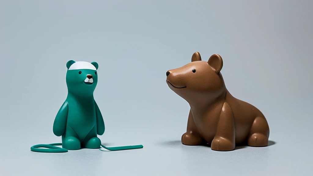 This image showcases a whimsical clay artwork characterized by minimalism and a playful artistic style. The composition features a bear with black spots, crafted from white clay. It holds a newspaper labeled "NEWS," with simple black lines representing the text. The subject is set against a solid teal background, highlighting the simple yet charming details of the figure. The sculpture uses a limited color palette and straightforward design, evoking a sense of innocence and humor.