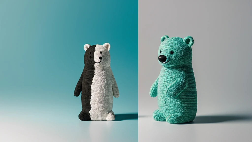 This image showcases a whimsical clay artwork characterized by minimalism and a playful artistic style. The composition features a bear with black spots, crafted from white clay. It holds a newspaper labeled "NEWS," with simple black lines representing the text. The subject is set against a solid teal background, highlighting the simple yet charming details of the figure. The sculpture uses a limited color palette and straightforward design, evoking a sense of innocence and humor.