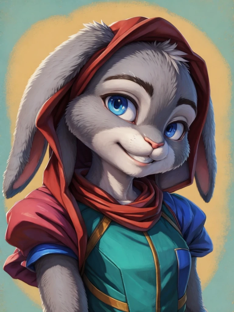 (masterpiece), (best quality),Woman ((anthro)) , (rabbit girl),1girl,solo,(sharp focus),((look at viewer)),(young girl), (rogue outfit), perfect eyes,eyeshadow, dr comet,pochincoff,Pixelsketcher, (mayosplash), (wamudrawasterpiece),cutesexyrobutts, hioshiru,kingbang,ltfoxvixen,shiny skin, (detailed gray fur:1.3),old school fantasy art,((simple background:1.0)),smile,judyhopps