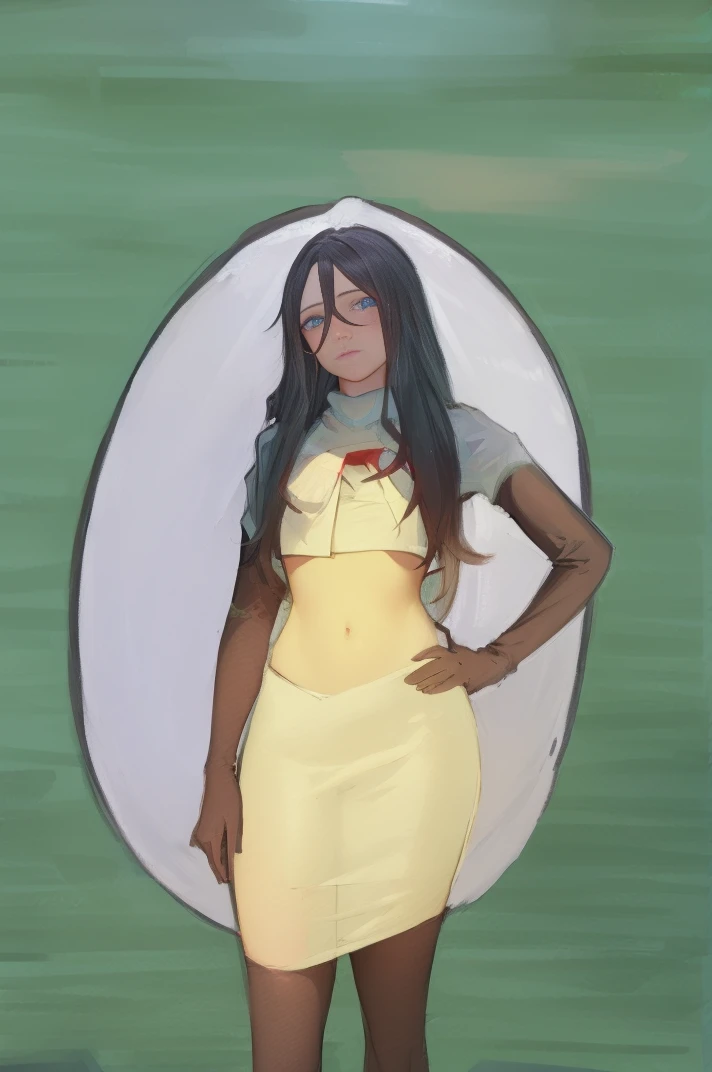 (masterpiece, best quality:1.2), 
1girl,Vladilena,lenaface, blue eyes, breasts, looking at viewer, white hair,medium breasts, antenna hair, hair between eyes,  looking at viewer, ahoge, expressionless, bangs, white hair,
team rocket,team rocket uniform, red letter R, white skirt,white crop top,black thigh-highs,black elbow gloves
