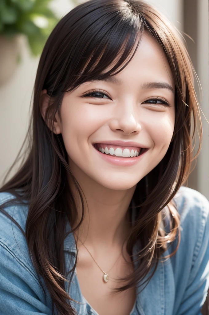An image of someone smiling happily