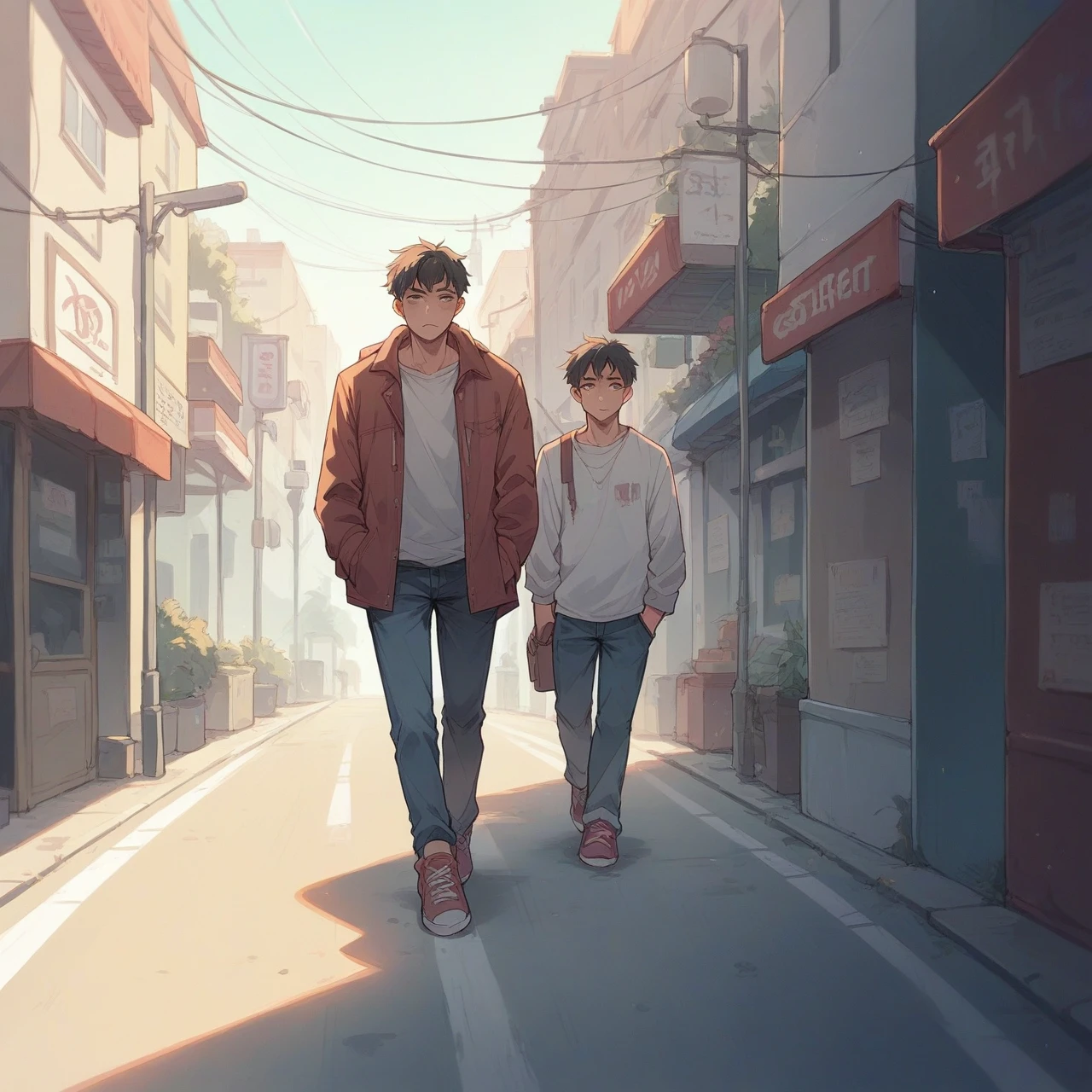 Walking in street alone same face
