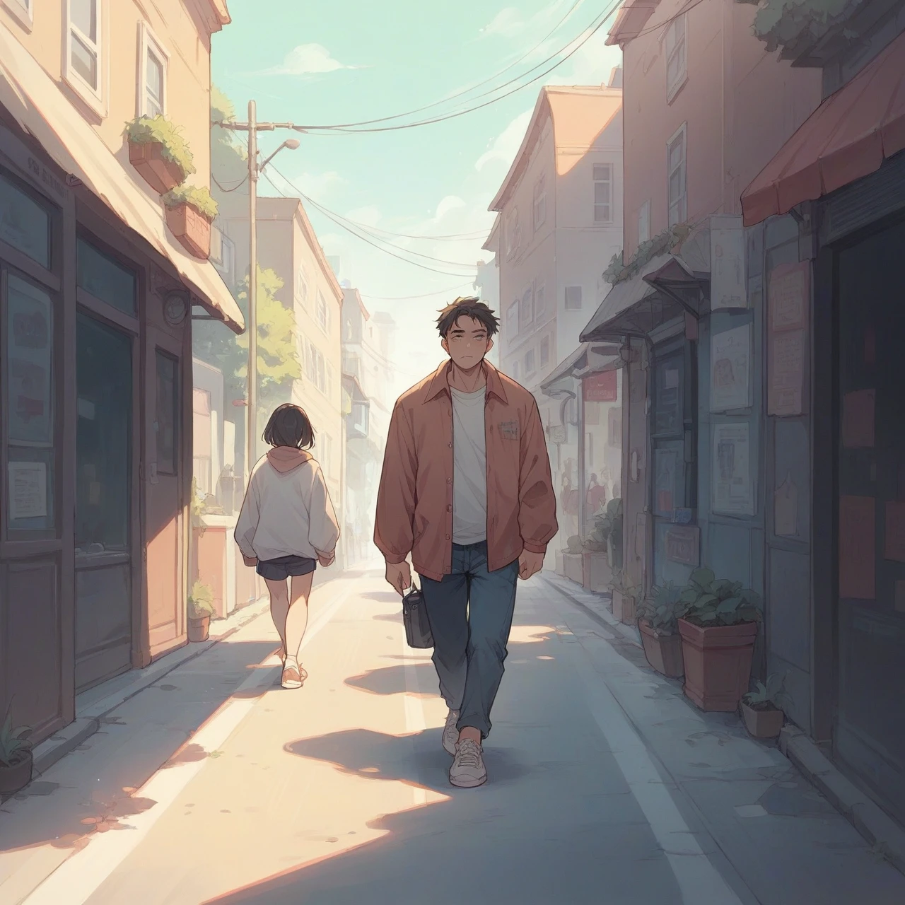 Walking in street alone same face