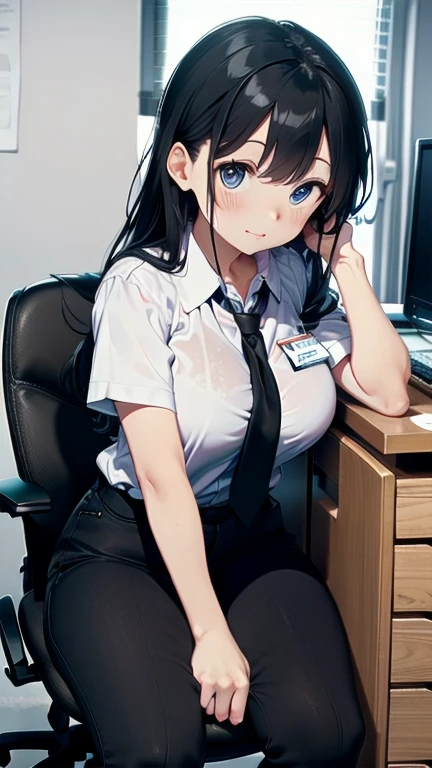 (must be follow these prompts:2.2),masterpiece,best quality,extremely detailed,(in her clothing:3.0),(black trousers on:2),(formal styled business suit:2.4),(若くて可愛いGasping:1.7),(Draws moisture with a slightly smooth texture:1.3),(Innocent faceをした小柄で少しむっちりした新入社員がそこに一人だけいる:2.5),(normal body structures:3),(adorable expression:2.3),(usual face:2.2),(Gasping:1.5),(japanese pretty girl:1.7),(she was already stroked up to the depth intervaginal sensual spot:1.7),(A short new employee wearing a tight black business suit:2.3),(black hair:2.1),(buldging her inner labia majora:1.7),(若い恥じらいを含んだGasping:1.5),(big breasts in her clothing:2.2),(A new employee with a very innocent look while working in the office:2.3),(The new employee is short but has a slightly plump body.:1.9),(The crotch of his black trousers is discolored with love juice stains.:1.9),(The new employee is convulsing and dripping love juice from her pussy, which is hidden under her pants.:1.7),(The black pants that tightly hugged the new employee's plump thighs were wet with lascivious secretions.:2.3),(The new employee endures the sloppy feeling by keeping his black pants on.:2.5),(The new employee's breasts, covered by her business suit, are swelling with intense lust.:1.9),(The corner of a young girl's body々A new employee whose entire body was toyed with by the lewd urges that wriggled wetly.:1.7),(Gasping:1.5),(A new employee who is always holding his crotch over his black pants:1.7),(幼い恥じらいを含んだGasping:1.5),(The new employee's suit-covered breasts and nipples are bulging with lust.:1.8),(The new employee's lewd body beneath her clothes is swelling slightly with her lascivious reaction.:1.6),(A short new employee in a business suit working in modern Tokyo:2.2),(The new employee works very diligently.:2.5),(The new employee has short, thick legs.:1.6),(Gasping:1.5),(The new employee's black business suit jacket and trousers had old semen stains on them.:1.7),(first time々New Employees:2.2),(she looks like japanese idol:2.3),(The black pants are made of a durable fabric that will never tear.:4.3),(Her breasts are completely hidden under a black office suit:1.8),(displayed one woman on single picture:3),(she looks like a lolita:2.0),(All of this happened to the new employee himself, not anyone else.:2.1),(A , voluptuous new employee has semen ejaculated all over her black business suit jacket and white blouse.:1.6),(Slimy semen was leaking from the crotch area of his black trousers.:1.6),(pretty rookie with tough business suit:2.2),(lady's business jacket and black trousers must be on:2.1),(in her clothing:2.5),(in her black business jacket clothing:2.1),(Make sure to depict the face:5.3),(Calm expression:4.3),(Innocent face:3),(The story focuses on just that one new employee.:3.3),(The only characters that appear are the new recruits.:4.2),(Portrait:7)