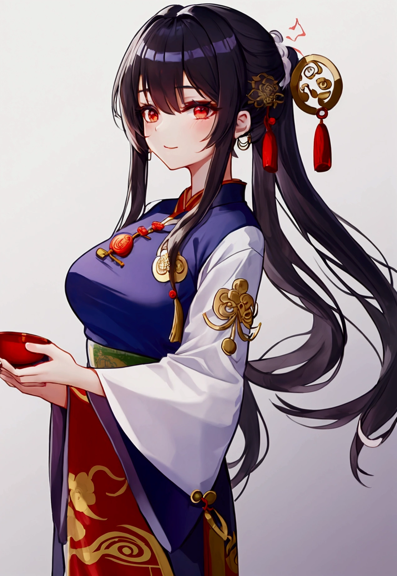 Cute Taoist girl in ancient China, Charming temperament, Wear traditional Chinese Taoist clothing,Long flowing dress,Hugging,young emperor, Wear traditional Chinese Taoist clothing