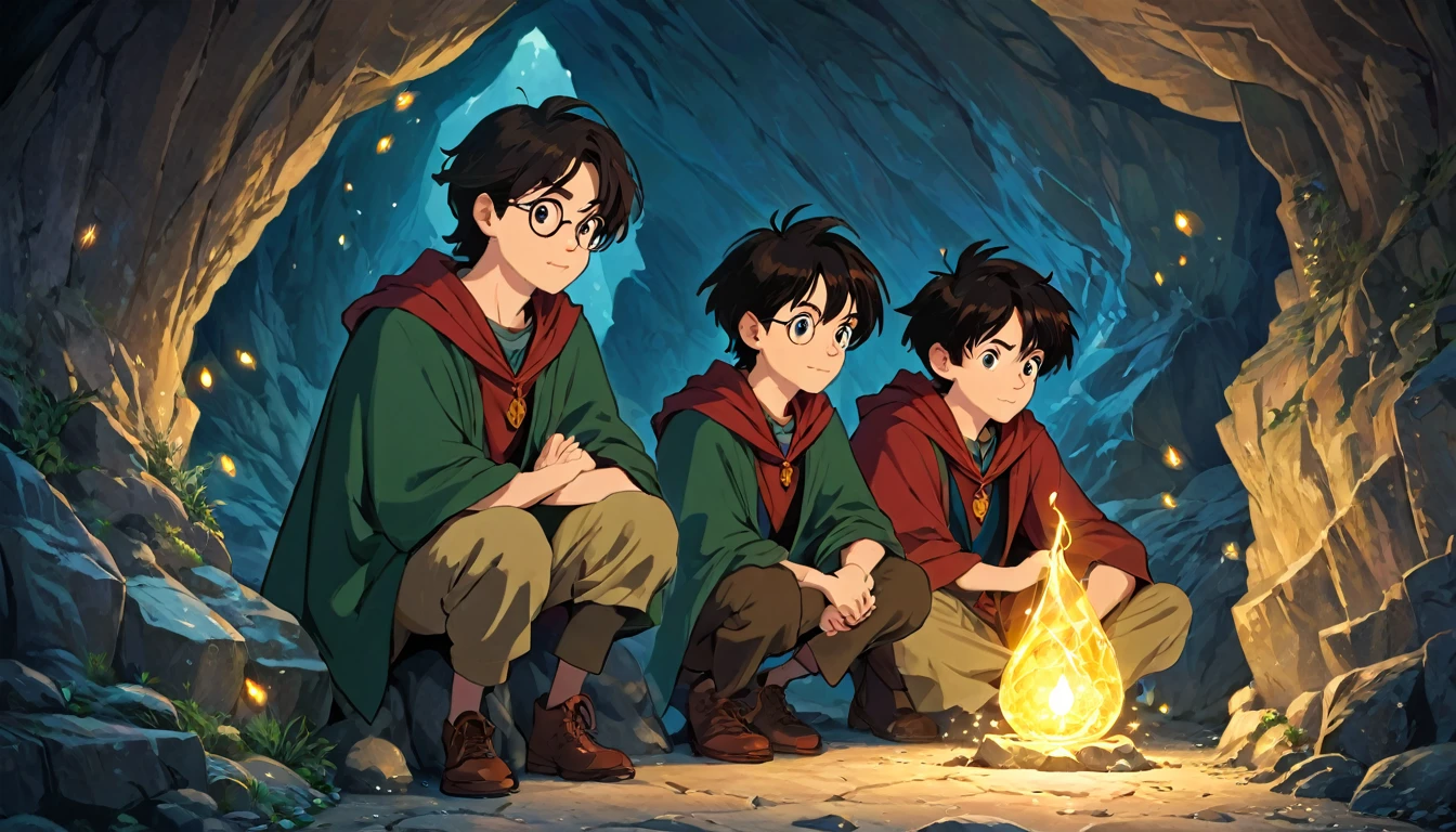 Three young men in the Philosopher's Stone Cave found the Philosopher's Stone