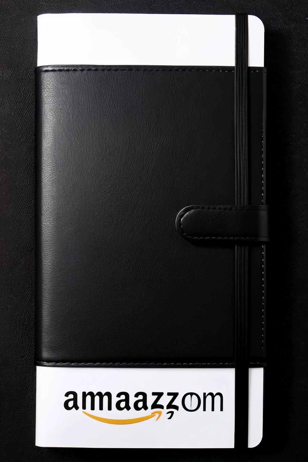 create me a notebook cover page with the amazon logo and a black background