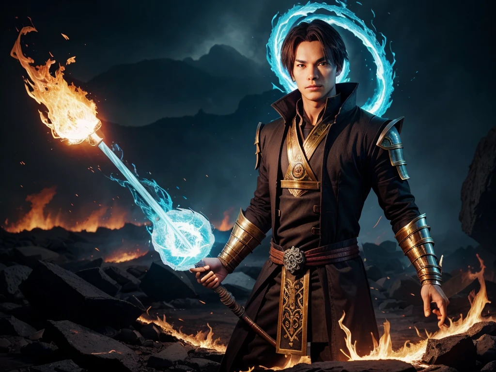 Kai:- A master of elemental magic from the Elemental Wastes. He can control fire, water, earth, and air, and his staff, Tempestus, amplifies these powers.