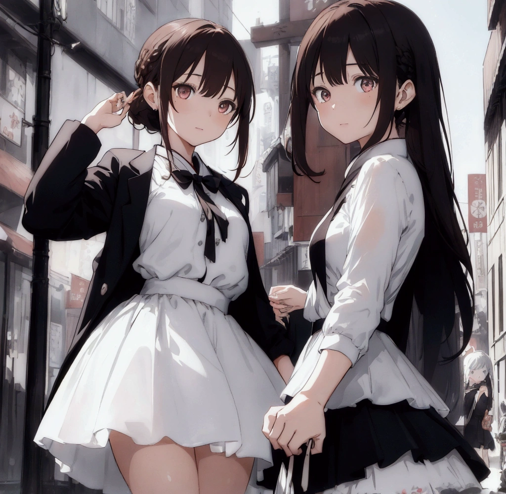 A beautiful girl with a detailed face, reddish-brown hair in a bun, long thin braided pigtails with silver bells at the ends, intricate jewelry, elegant kimono, holding a magical glowing crystal orb, serene expression, cinematic lighting, highly detailed, 8k, photorealistic, fantasy, concept art style