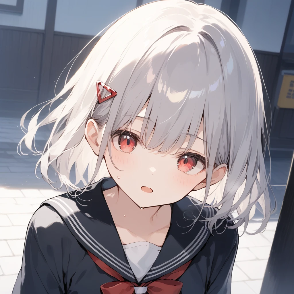 score_9, score_8_up, score_7_up, source_anime, best quality, masterpiece, official art, absurdres, highres, ultra-detailed,waifu2x,Collection: Slice of Life,break,1girl, short hair, slender, androgynous, expressionless, small breasts, beautiful detailed eyes, school_uniform, pleated skirt, sweat, open mouth, sleepily, outdoors, in the School commute route. break,(clear line illustration:1.2), super detailed skin,very high resolution, very aesthetic, Best sexual lighting powered by famous artist, 8k,cute picture,beauty illustration,photoshop_(medium),,(Detailed Lighting),best anime 8k konachan wallpaper, pixiv contest winner, 