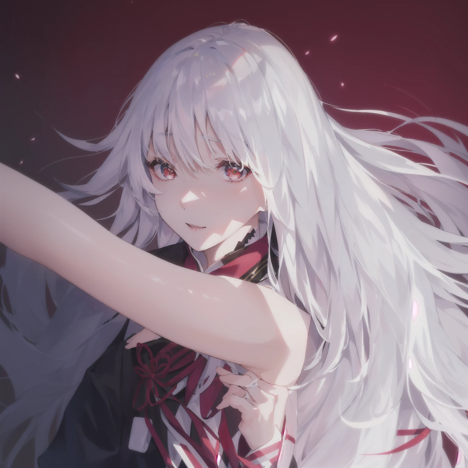 there is a woman 有着长长的White hair holding a bow, 蒂法洛哈特 White hair, White hair girl, perfect White hair girl, guweiz style artwork, 有着长长的White hair, White hair, White hair floating in the air, White hair deity, IG model | Artistic Germ, White hair, 飘逸的White hair, White hair lady