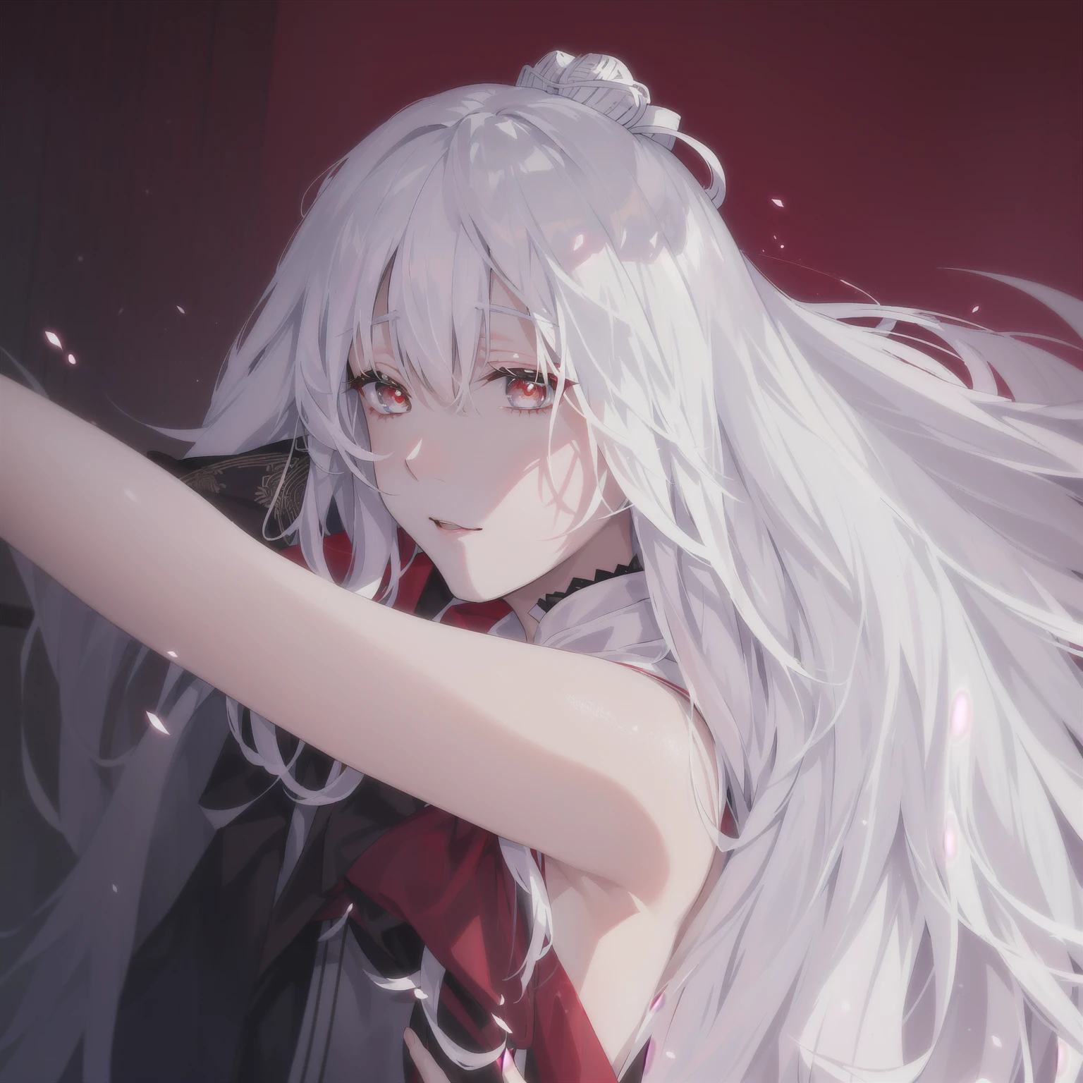 there is a woman 有着长长的White hair holding a bow, 蒂法洛哈特 White hair, White hair girl, perfect White hair girl, guweiz style artwork, 有着长长的White hair, White hair, White hair floating in the air, White hair deity, IG model | Artistic Germ, White hair, 飘逸的White hair, White hair lady
