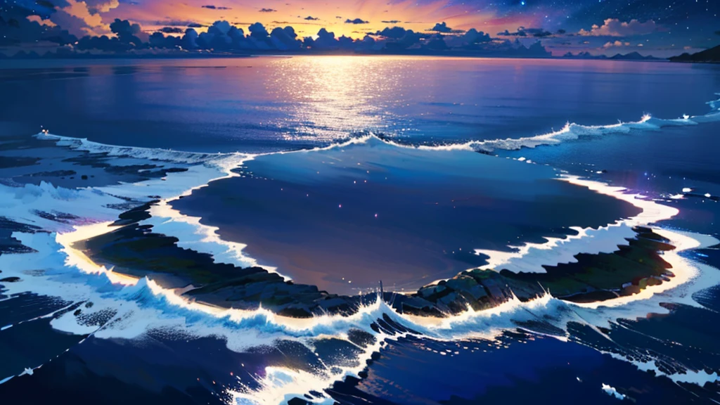 (masterpiece:1.4), (Highest quality:1.4), Very detailed, Complex, Super detailed, night、Starry Sky、Ocean、nightの砂浜、4K、8k