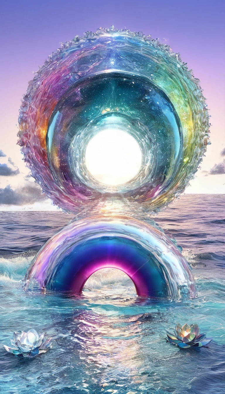 The rainbow-colored sea、Feel the summer、Highest quality, Super Fine, 16K, Incredibly absurd, Very detailed, delicate and dynamic, Multiple Translucency, Rainbow Magic Circle, ,, Prism special effects, mirror, illumination, Swirling dark aura, And beyond the universe,masterpiece.16K, Ultra-high resolution, Ultra-high resolution, to be born,wonderful ,future、Iridescent、The world 30 years from now。