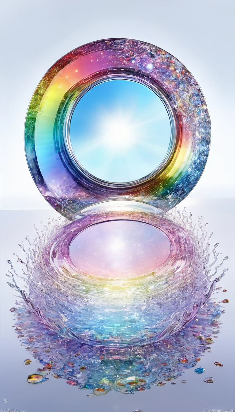 The rainbow-colored sea、Feel the summer、Highest quality, Super Fine, 16K, Incredibly absurd, Very detailed, delicate and dynamic, Multiple Translucency, Rainbow Magic Circle, ,, Prism special effects, mirror, illumination, Swirling dark aura, And beyond the universe,masterpiece.16K, Ultra-high resolution, Ultra-high resolution, to be born,wonderful ,future、Iridescent、The world 30 years from now。