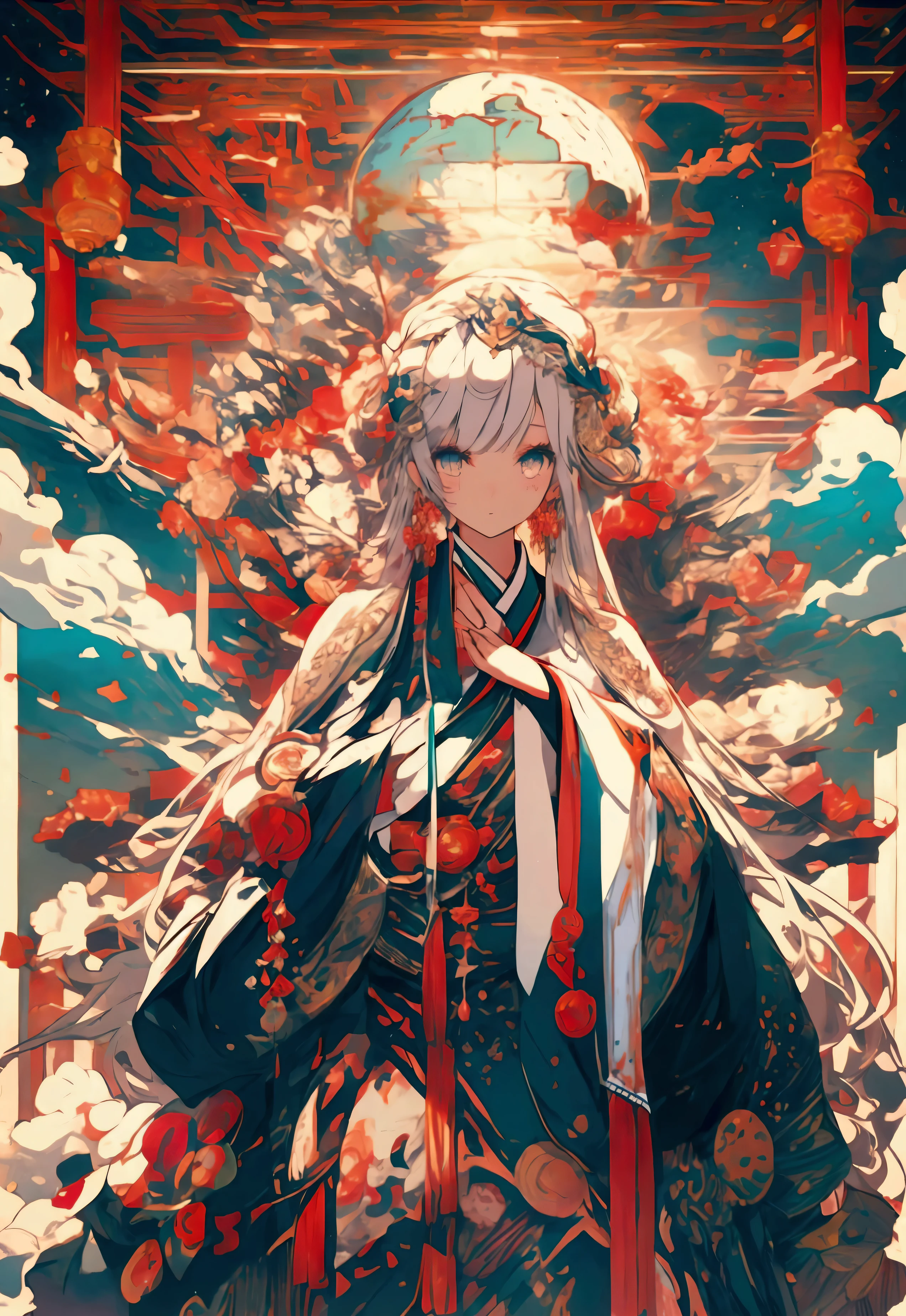 “A beautiful 20-year-old girl stands by a moonlit lake, her delicate and melancholic beauty illuminated by the soft, silvery light of the moon. She exudes a graceful yet fragile aura, her eyes filled with a sense of wistfulness as she gazes towards the viewer. The calm, reflective lake and the ethereal glow of the moon create a serene and enchanting atmosphere, perfectly complementing her elegant and melancholic presence.”light brown hair, braided ponytail, hair behind ear, hair over shoulder, crystal hair, diagonal bangs, head wreath, tiara, eyeball, empty eyes, amber eyes, crystal earrings, shy, determined, worried, pensive, Surrealism, conceptual art, アニメ, アニメ style, cowboy shot, 8k, super detail, uhd, masterpiece, accurate, accurate, textured skin, textured skin, high details, high quality, award winning, best quality, highres、Rin々Shi、The hidden determination、Rinとした美Shi、Fractal Art、Unreasonable Eyes、Beautiful colors