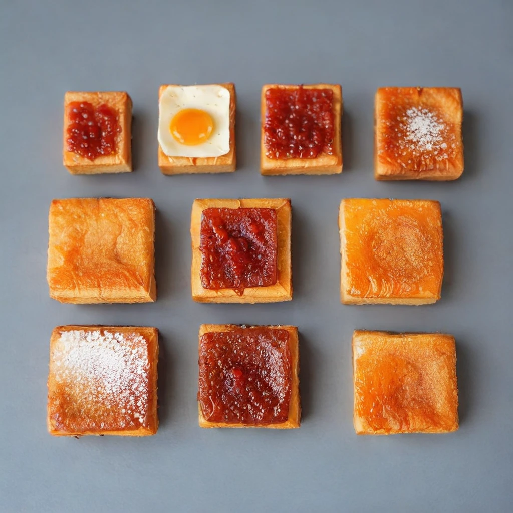 masterpiece, high quality, best quality, food，Jam toast，Thick toast，蒜香口味的Thick toast，Jam toast，foodfocus，high quality，no eggs，food照片