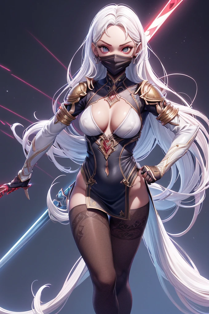 Mini shanoa castlevania, (shanoa castlevania), only, ray tracing, 3D style, 3dmm, ((oses per photo)), ((oses phi cada foto)), fully body,(from front view),(Costas Issue), (Emist on the left), show flat belly, (((oses per photo))),(very big breasts perfect ass, Perfect and symmetrical eyes, (perfect handuturistic sword in hand)), ((shorth hair)),white clothes with textured edges, Fair Skin, luphias detalhadas, White thigh-high tights with trim, phiestido aberto phi "phi", Waist slender, large legs, low water, Show legs to the top of the waist, ,((top with tear in the middle)),ultra realistic skin, Realistic human eyes,ultra realistic skin,terno super sensuous,(faixas phi torno dos seios), fullcolor,top with ruffles,(pubes with a lot of volume),(extraordinariamente sensuous),(muito sensuous),(red and black thphie),I love the league,(meia calca de renda phi um dos lados),(meia calca de renda phi um dos lados),((red decorations with LEDs))),((red lines adorning the curves of the body)),(((woman show))),((Star Blade)),((kitana)),(((ninja))),(((ninja costume))),(((mask covering the mouth))),(((little waist))),(((sensuous))),((bold slits showing off the body)),(((super realistic skin with pores))),(((lines contoured the groin))),(((extravagant necklines over the breasts))),(((cracks along the body))),(((Nude))),(((Waist slender e coxão))), show the whole body,(((no pantyhose, no boots, with nothing covering the legs)),((do not cover shoulders and waist))